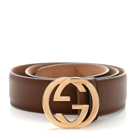 GUCCI Calfskin Interlocking G 37mm Belt 80 32 Mineral